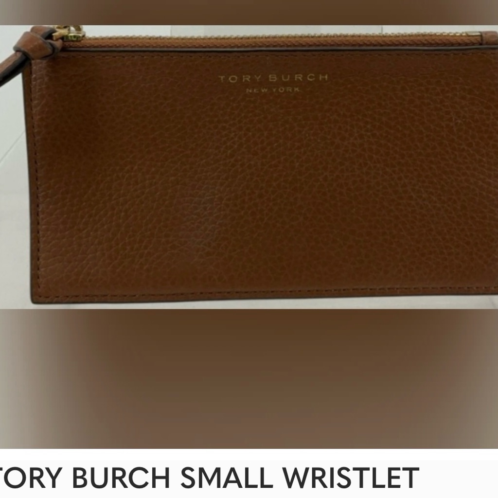 Tory Burch Brown Leather Wristlet Clutch
